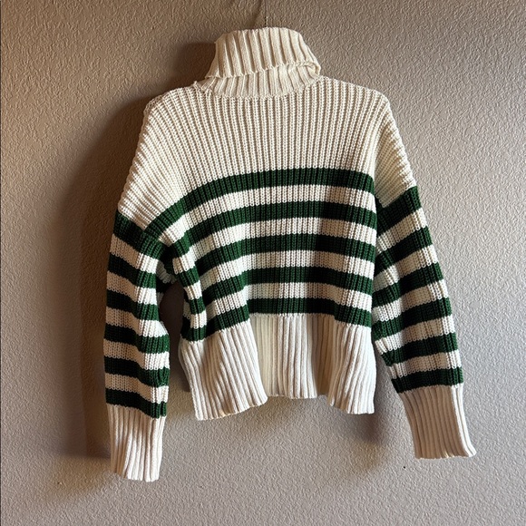 Madewell White and Green Striped Turtleneck Sweater - Picture 8 of 8